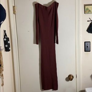 Shinestar Plum Ribbed Strapless Dress